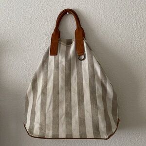 Moore & Giles Striped Linen/Leather Bag.
